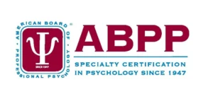 Logo indicating that Dr. Ginny Estupinian, PhD, a Los Gatos psychologist, is board certified through the American Board of Professional Psychology (ABPP), showcasing her advanced qualifications and expertise in the field