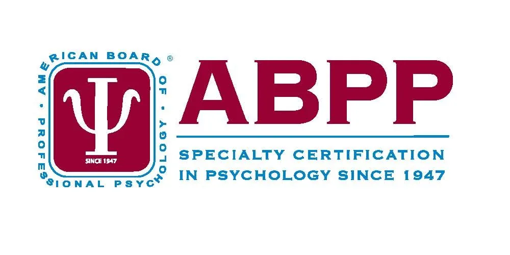 Logo indicating that Dr. Ginny Estupinian, PhD, a Los Gatos psychologist, is board certified through the American Board of Professional Psychology (ABPP), showcasing her advanced qualifications and expertise in the field