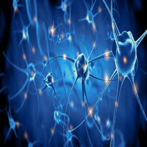AI illustration of Neurons in the brain firing off