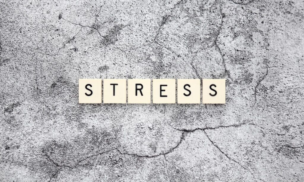 The word Stress with cracked background to depict the cracks in our lives that stress has.