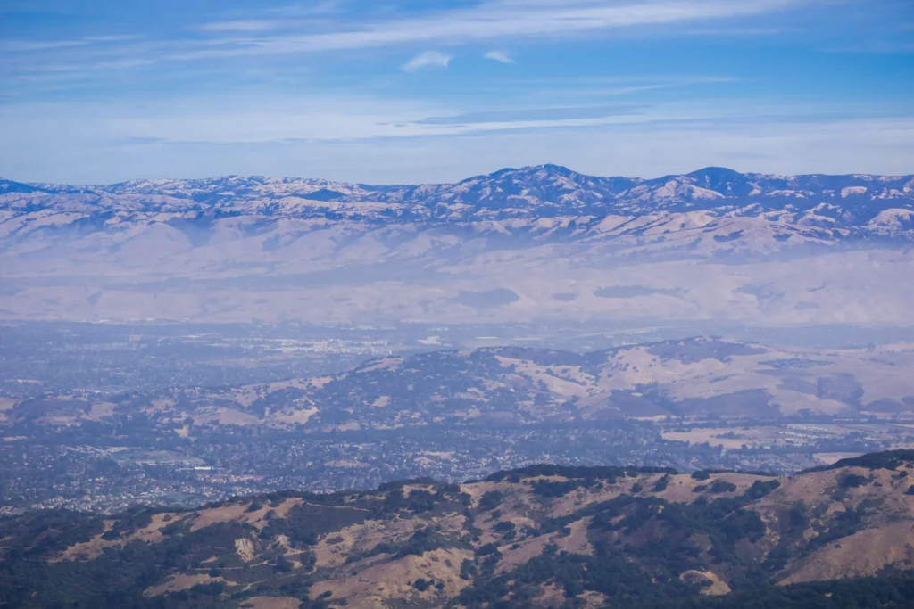 Photo showing air pollution over San Jose Santa Clara Valley as seen from the foothills. Air pollution is a contributor to Alzheimer's disease. The office of Ginny Estupinian treats Alzheimer's disease.
