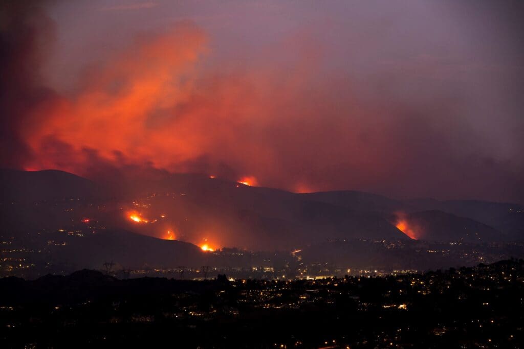 A photo of LA fires that affected so many people and caused psychological trauma.