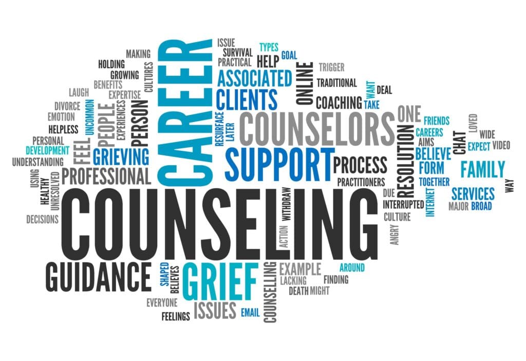 a graphic illustration of Counseling services offered at the office of Ginny Estupinian PhD