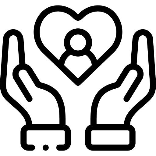 Healing hands of Ginny Estupinian PhD surounding the heart of her clients.